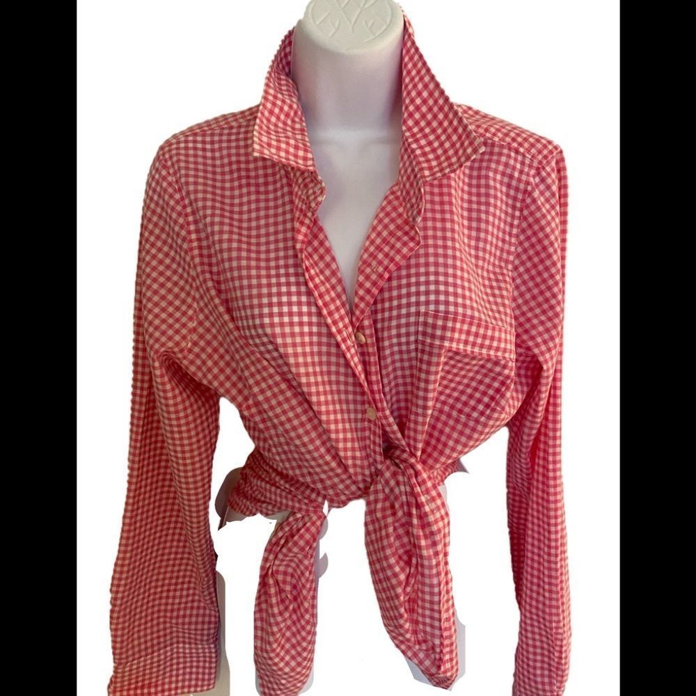 J. Crew Red Gingham Button Down Shirt